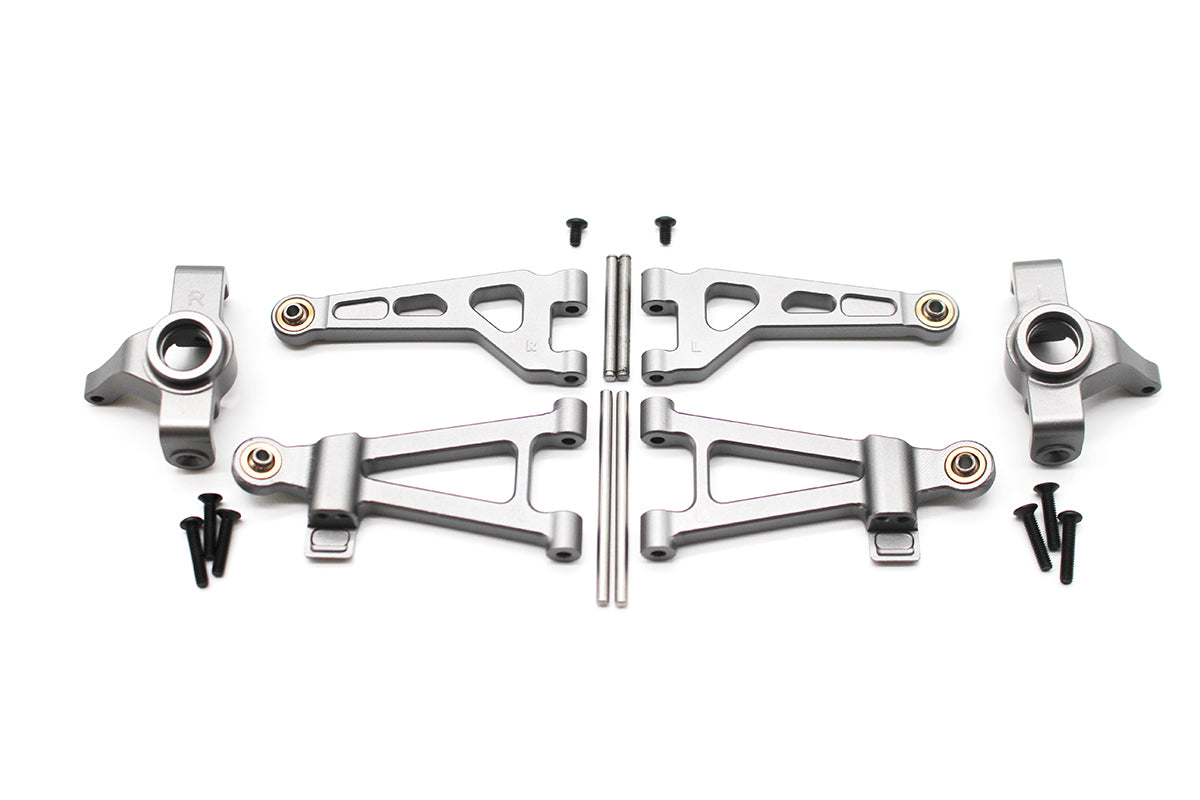 Racers Edge Aluminum Front Arm & Knuckle Set – BlackZon Slyder, Gunmetal