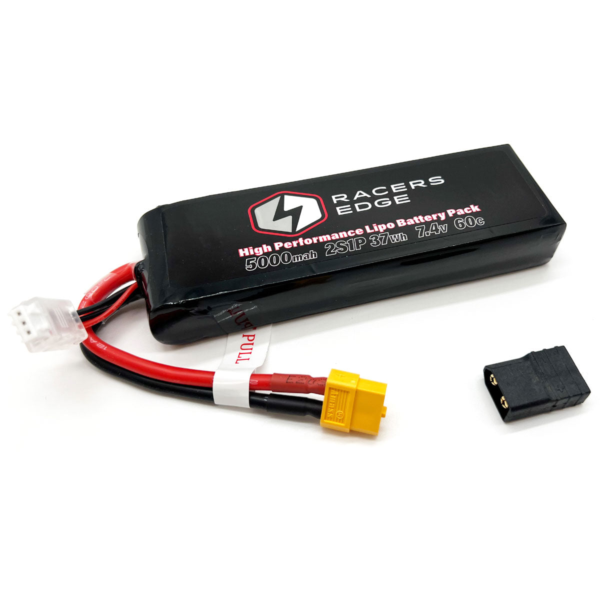 Racers Edge 5000mAh 2S 7.4V 60C Soft Pack LiPo Battery with XT60 Connector & TRX Adapter
