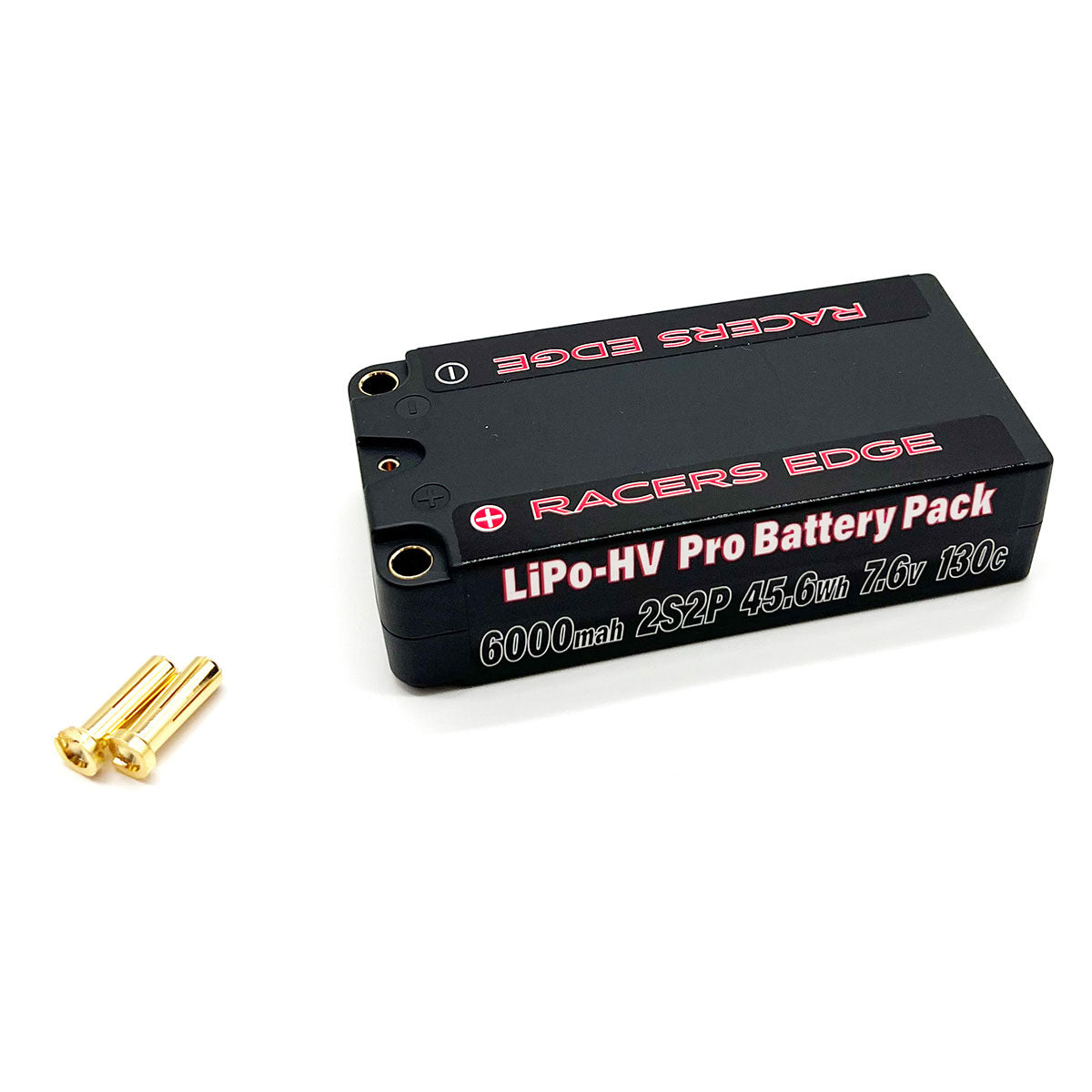 Racers Edge 6000mAh 2S 7.6V 130C HV Shorty Hard Case LiPo, 5mm Bullets