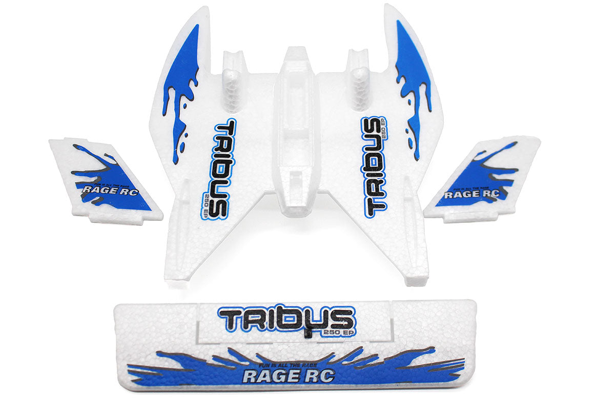 Rage R/C Tribus Replacement Foam Parts Set with Blue Decals – RC Airplane Part