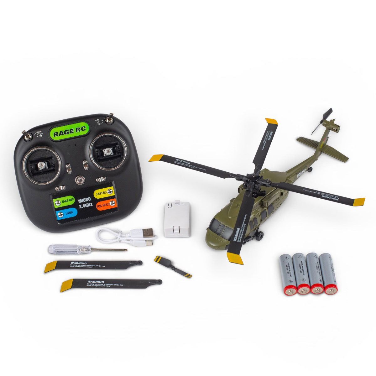 Rage R/C Hero-Copter Brushless 4-Blade RTF Helicopter Army