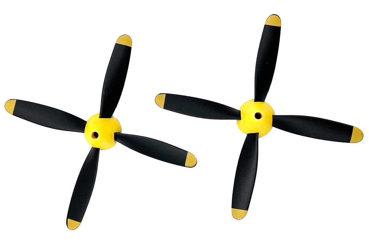 Rage R/C 4-Blade Propeller with Spinner Set (2-Pack) for Micro P-51 Obsession RC Airplane