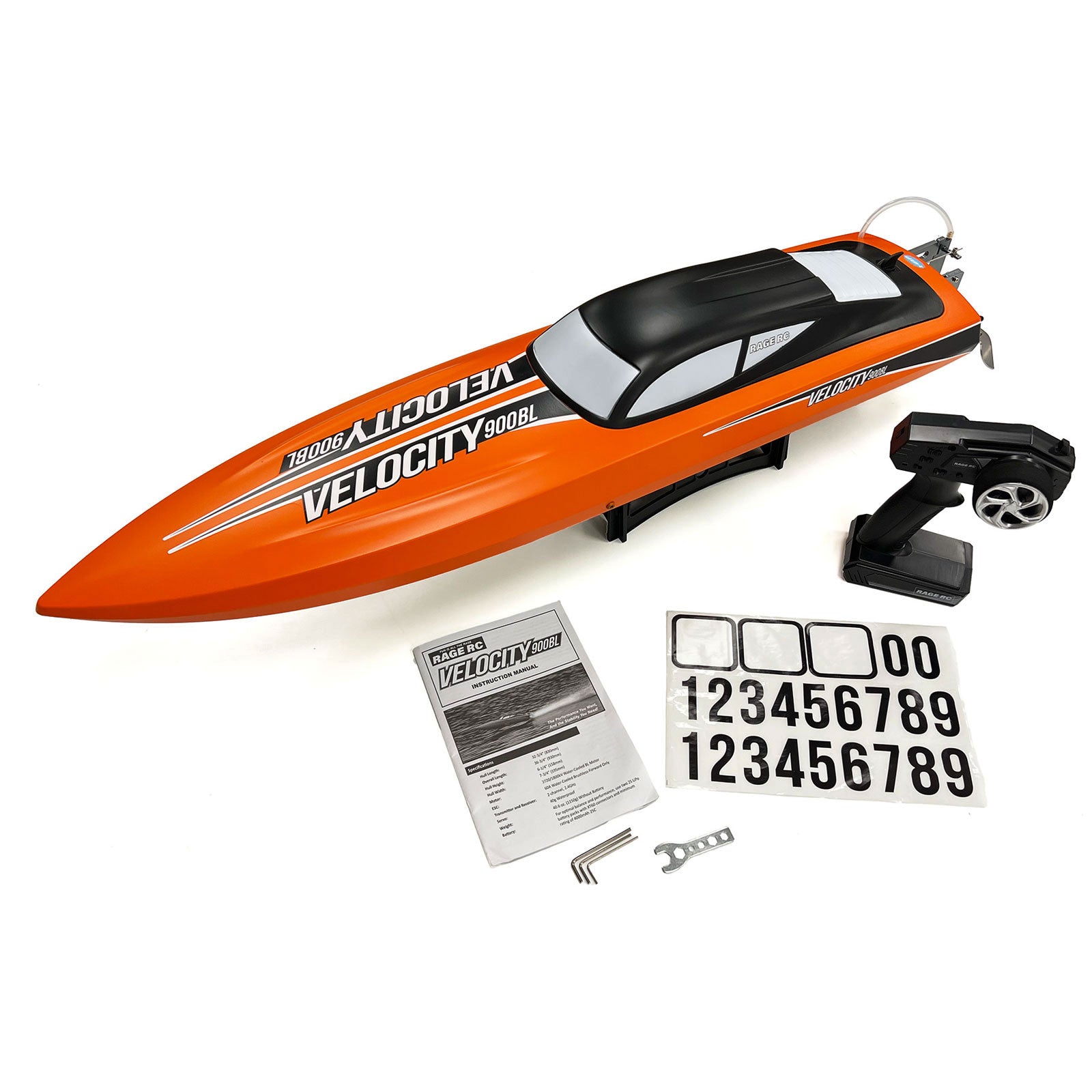 Rage R/C Velocity 900BL 35+ MPH Brushless Deep-Vee RTR Self-Righting Electric RC Boat