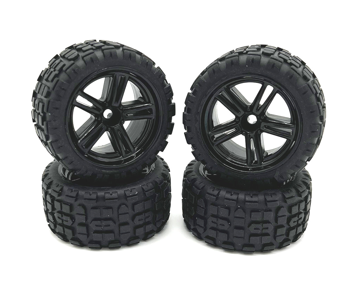 Rage R/C Pre-Assembled Wheels and Tires Set (4-Pack) for Mini Trek MT RC Truck
