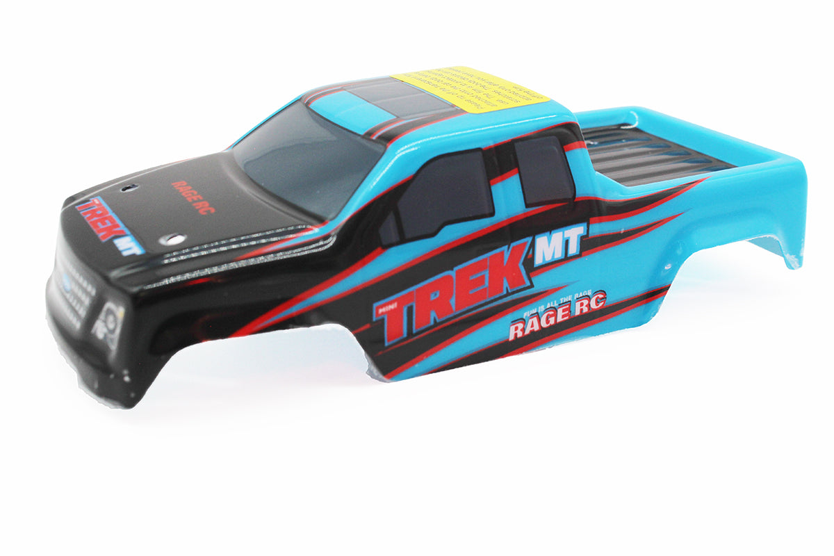 Rage R/C Mini Trek MT 1/24 Pre-Printed Replacement Body – Black/Blue – RC Monster Truck Part