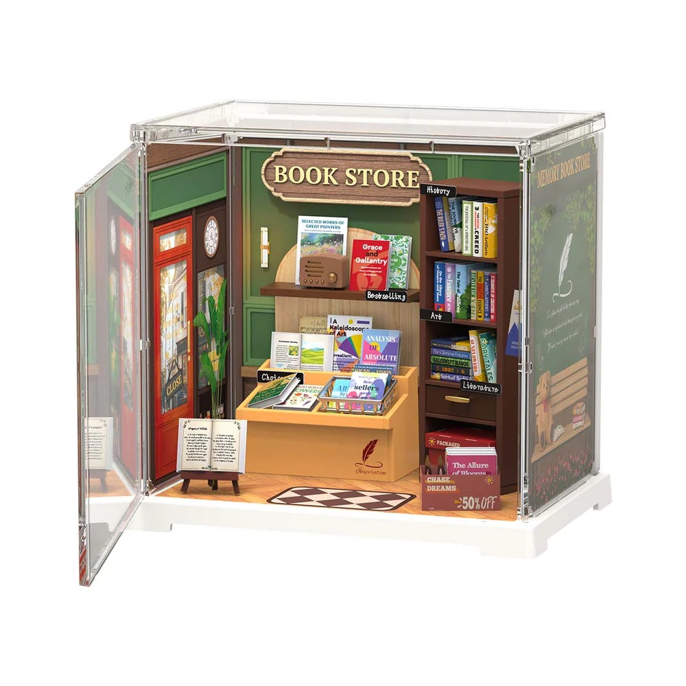 Rolife Memory Book Store DIY Miniature House - Charming Mini Bookshop Scene