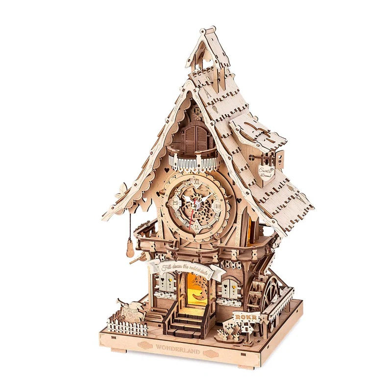 Robotime Cuckoo Clock, Natural Wood, Mechanical 3D Wooden Puzzle LC901