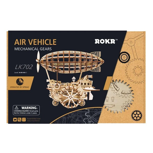 Rolife Mechanical Wood Models; Airship Air Vehicle - with wind-up spring
