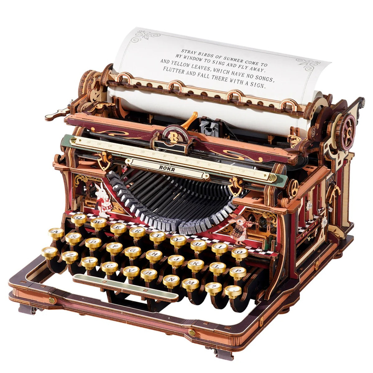 ROKR Mechanical Typewriter 3D Wooden Puzzle Magic Version - 324 Piece Functional Model