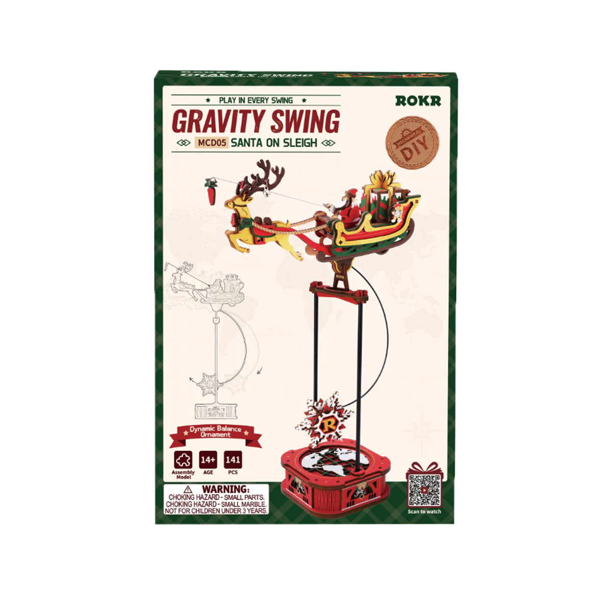 Rolife Santa On Sleigh Scale Model Vehicle - Christmas Holiday Display