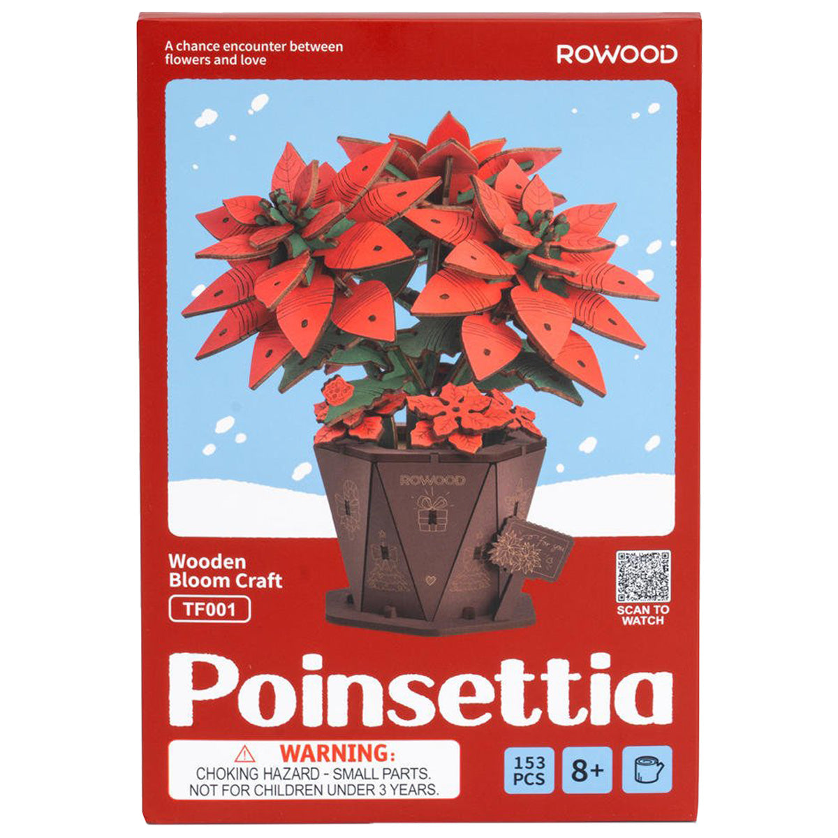 Rolife Poinsettia Wood Bloom Craft DIY Flower - Holiday Floral Display