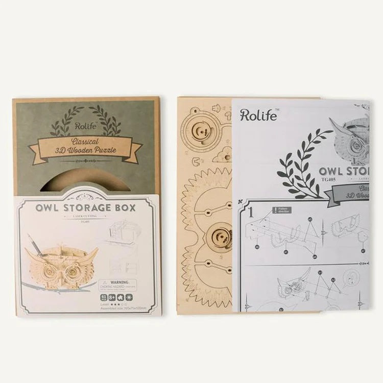 Rolife Classic 3D Wood Puzzles; Owl Storage Box