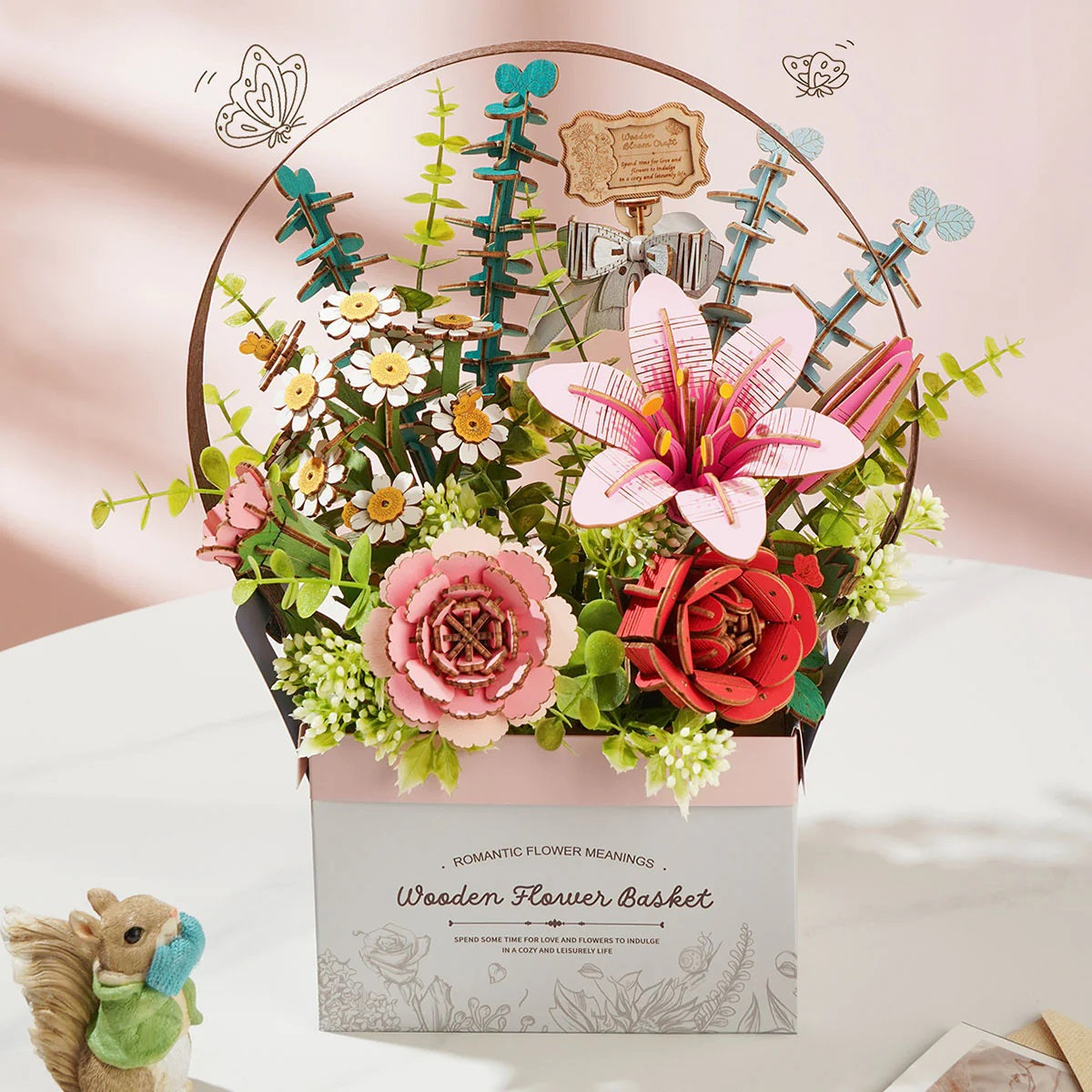 Robotime Wooden Flower Basket DIY 3D Puzzle TW03H
