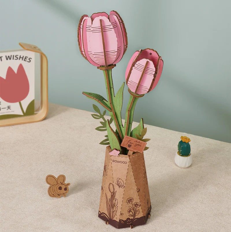 Robotime Pink Tulip DIY Wooden Flower