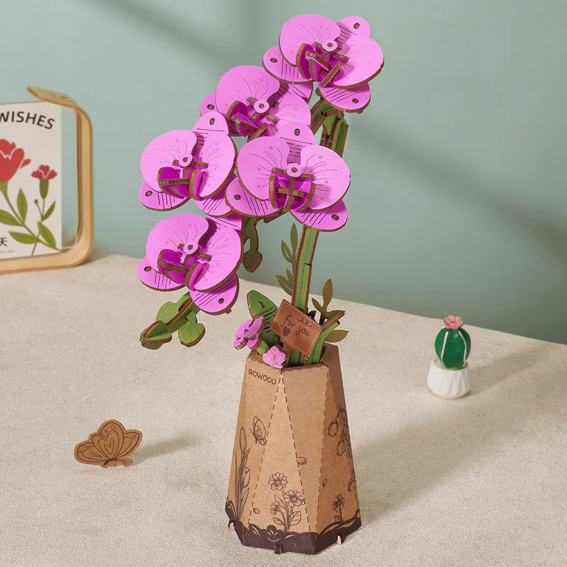 Robotime Purple Moth Orchid DIY Wooden Flower