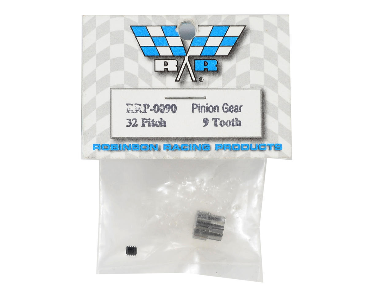 Robinson Racing 9T Steel Alloy Pinion Gear - 32P, 1/8" Bore for 1/10 Scale RC