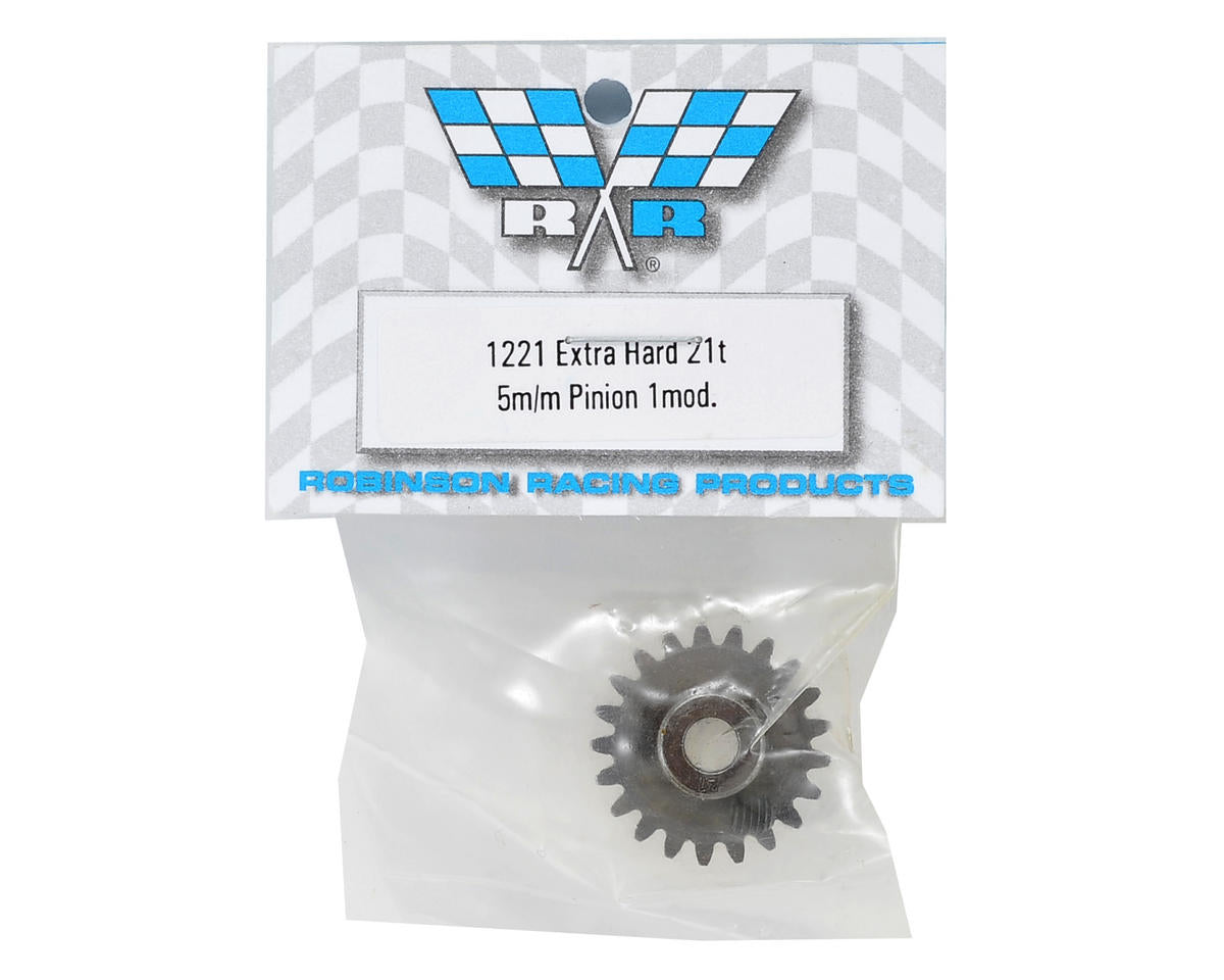 Robinson Racing 21T Extra Hard Steel Pinion Gear - 5mm Bore, 1.0 Module for 1/8 Scale RC
