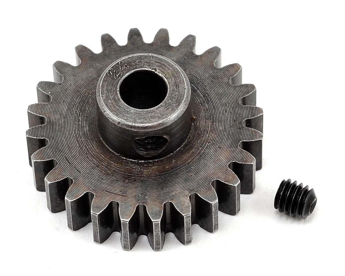 Robinson Racing 24T Extra Hard Steel Pinion Gear - 5mm Bore, 1.0 Module for 1/8 Scale RC