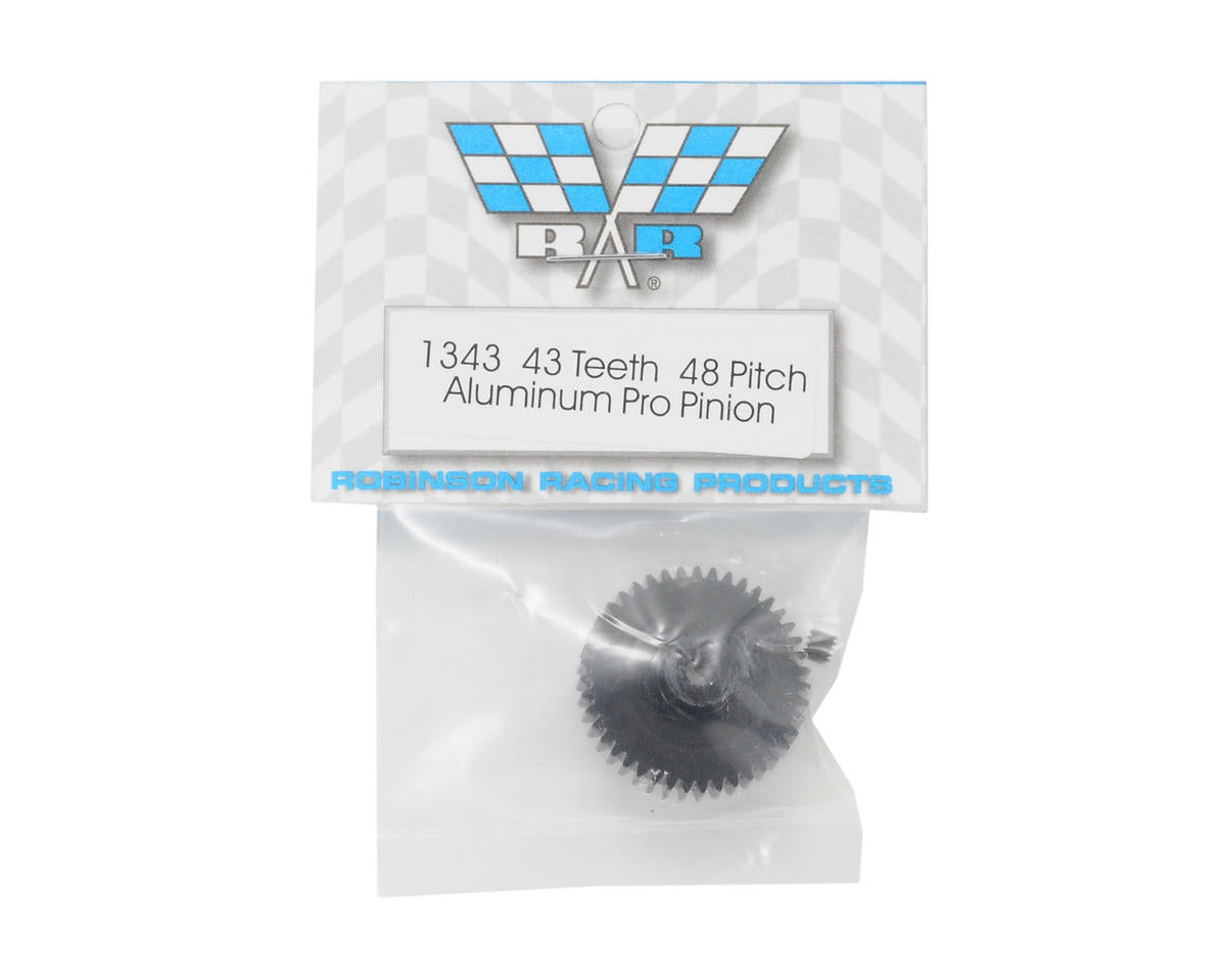 Robinson Racing 43T Aluminum Pro Pinion Gear - 48P, 3.17mm Bore, Hard Anodized Black