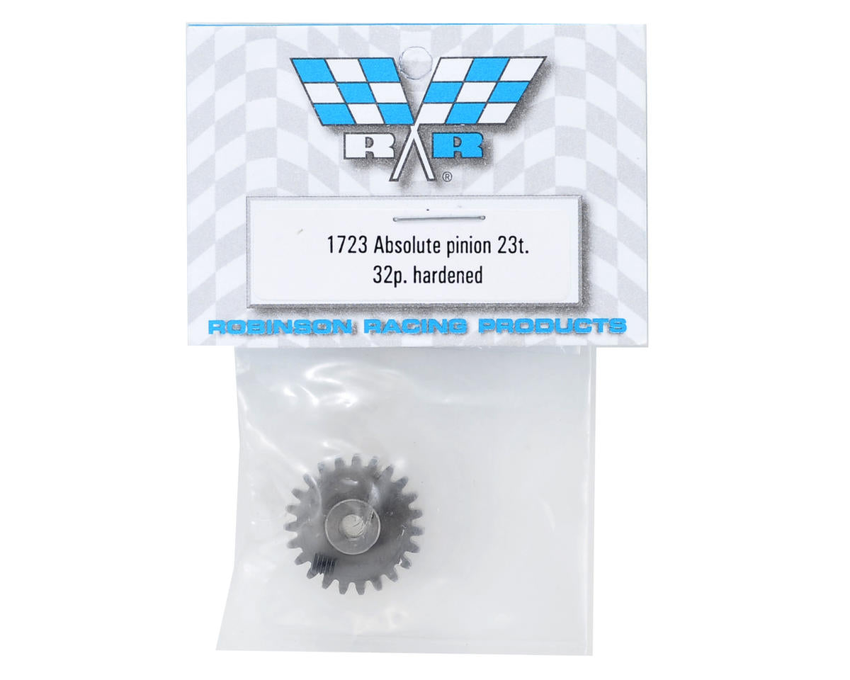 Robinson Racing 23T Hardened Steel Pinion Gear - 32P, 1/8" Bore for 1/10 Scale RC