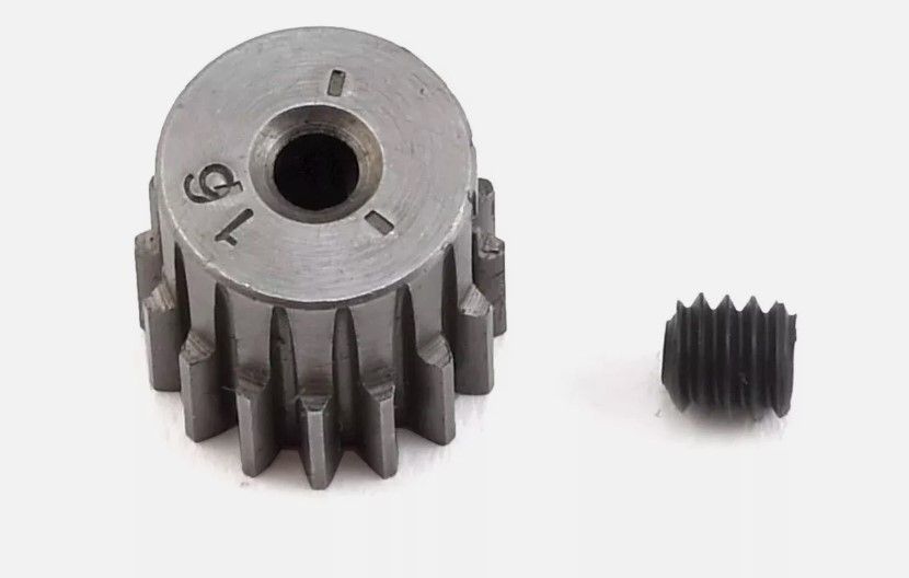 Robinson Racing 16T Hard Steel Motor Pinion Gear - 2mm Bore, 0.5 Module for 1/18 & 1/24 Scale RC