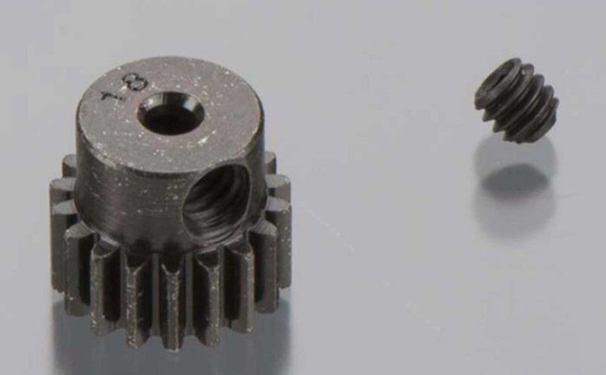 Robinson Racing 18T Hard Steel Motor Pinion Gear - 2mm Bore, 0.5 Module for 1/18 & 1/24 Scale RC