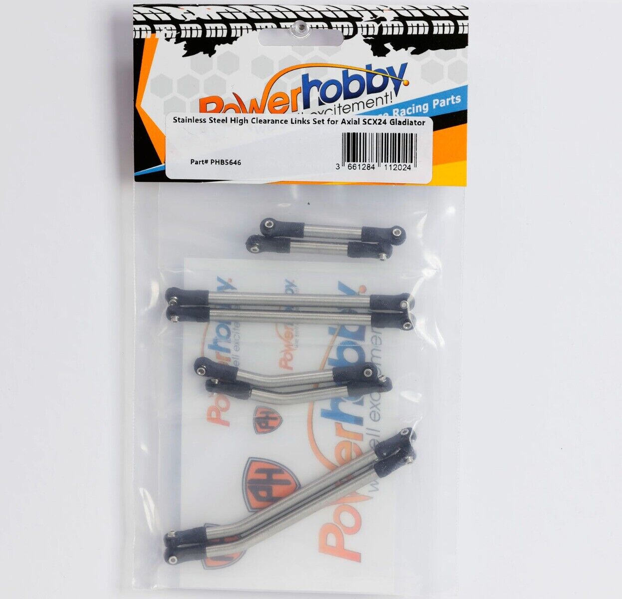 Power Hobby 8-Piece Stainless Steel High Clearance Suspension Links Set for Axial SCX24 Gladiator