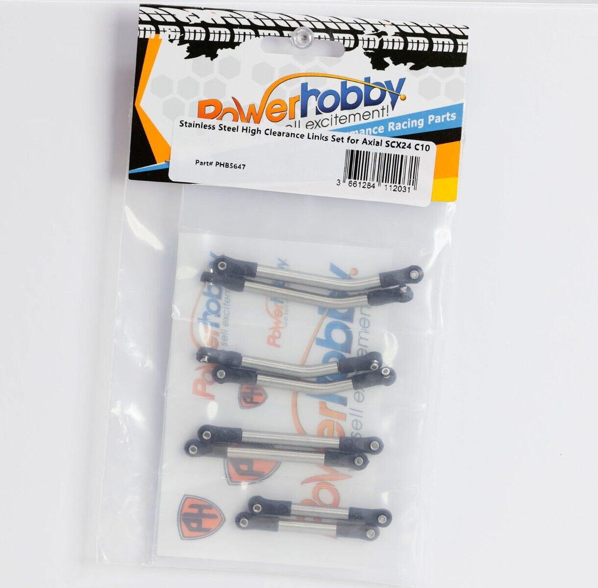Power Hobby 8-Piece Stainless Steel High Clearance Suspension Links Set for Axial SCX24 C10 / Wrangler / Bronco