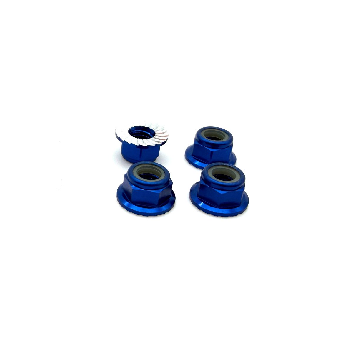 Reef’s RC 5mm Aluminum Flanged & Serrated Lock Nut (Blue) – 4pc Set (REEFS288)