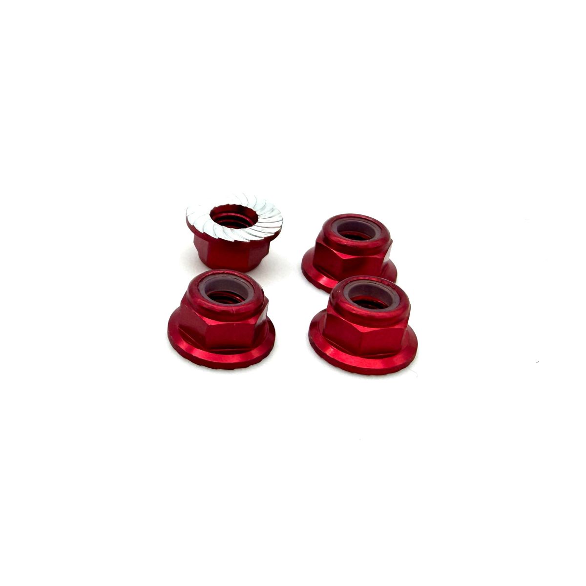 Reef’s RC 5mm Aluminum Flanged & Serrated Lock Nut (Red) – 4pc Set (REEFS289)