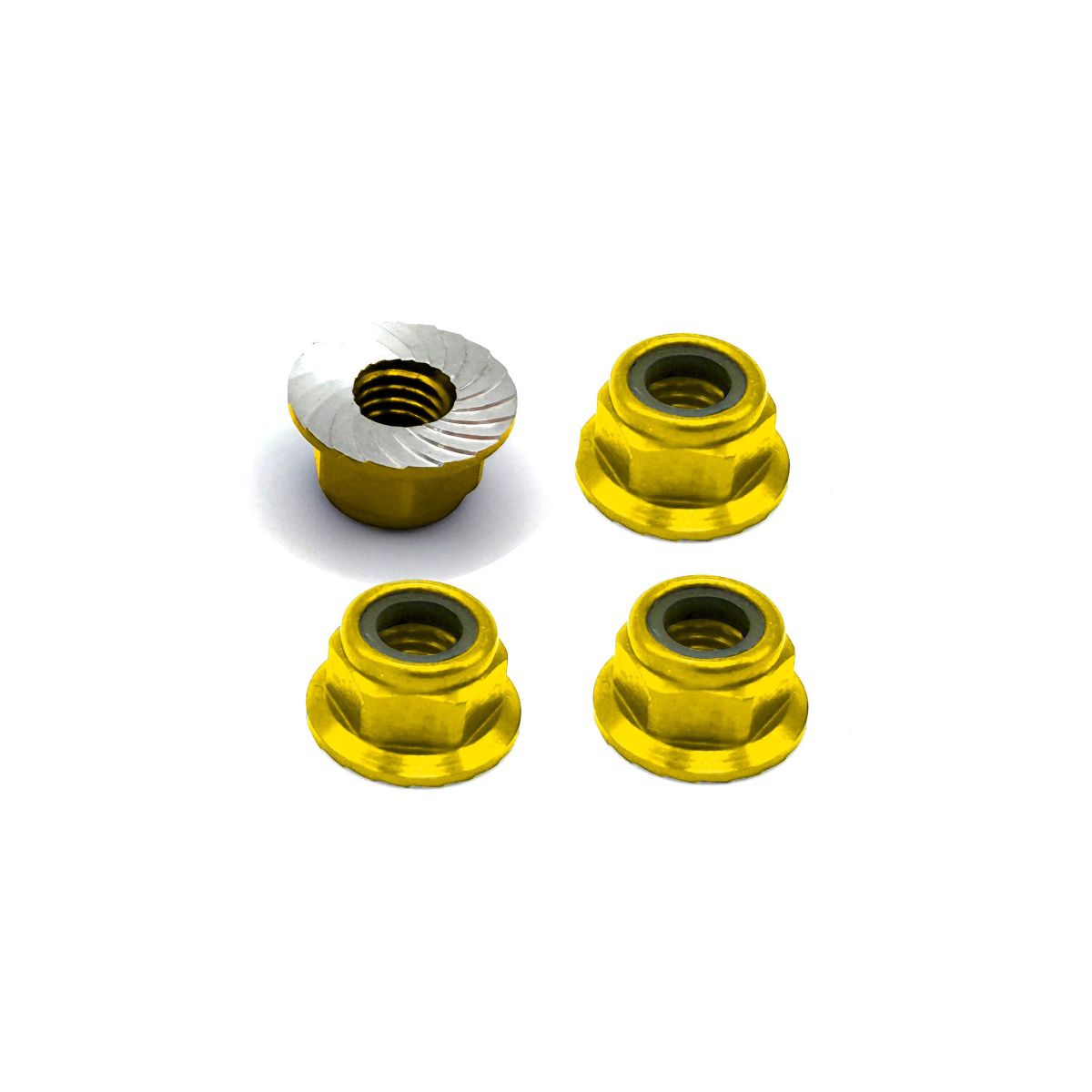 Reef’s RC 5mm Aluminum Flanged & Serrated Lock Nut (Gold) – 4pc Set (REEFS292)
