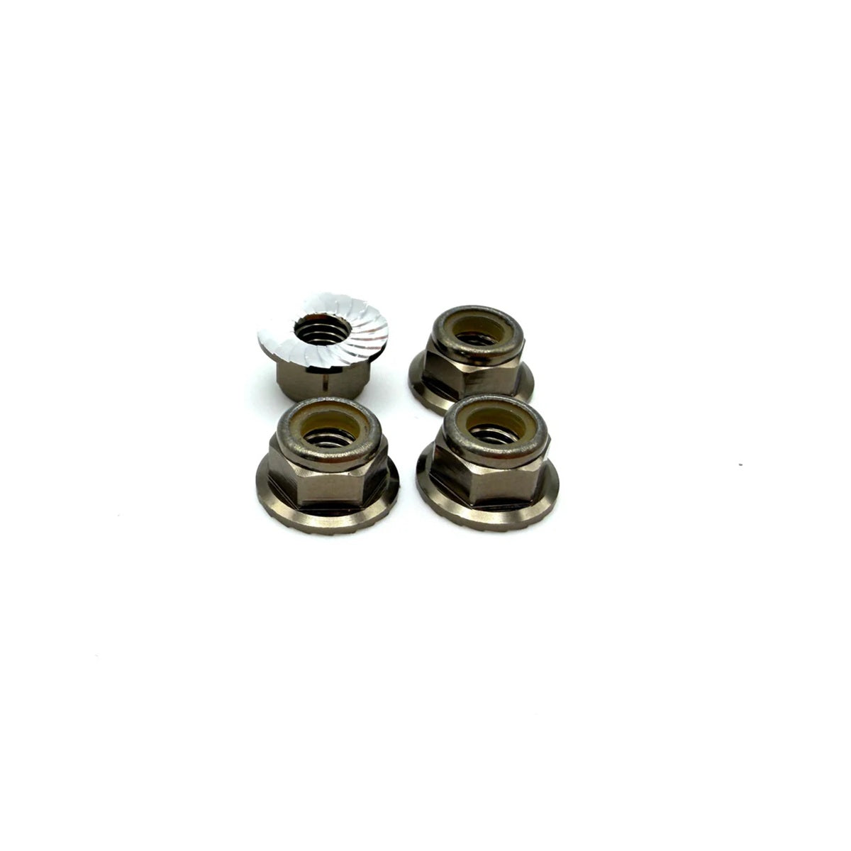 Reef's RC 5mm Aluminum Flanged Serrated Lock Nuts 4-Pack Gun Metal - 7075 Aluminum RC Hardware