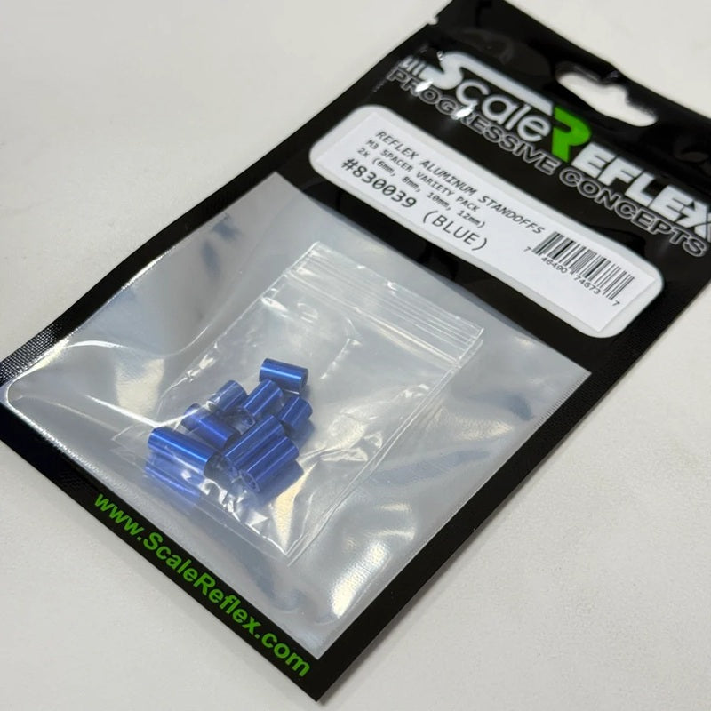 Scale Reflex Standoffs - M3 Variety Pack (6/8/10/12mm) - Blue