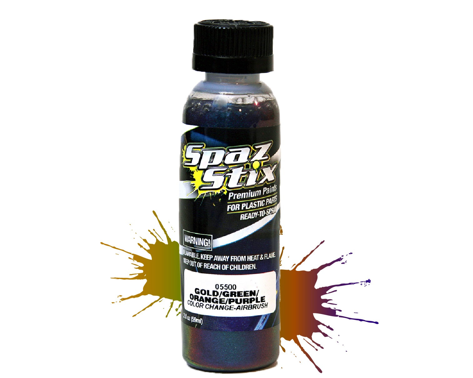 Spaz Stix Color Change Gold Green Orange Purple Airbrush 2oz - Chameleon RC Paint