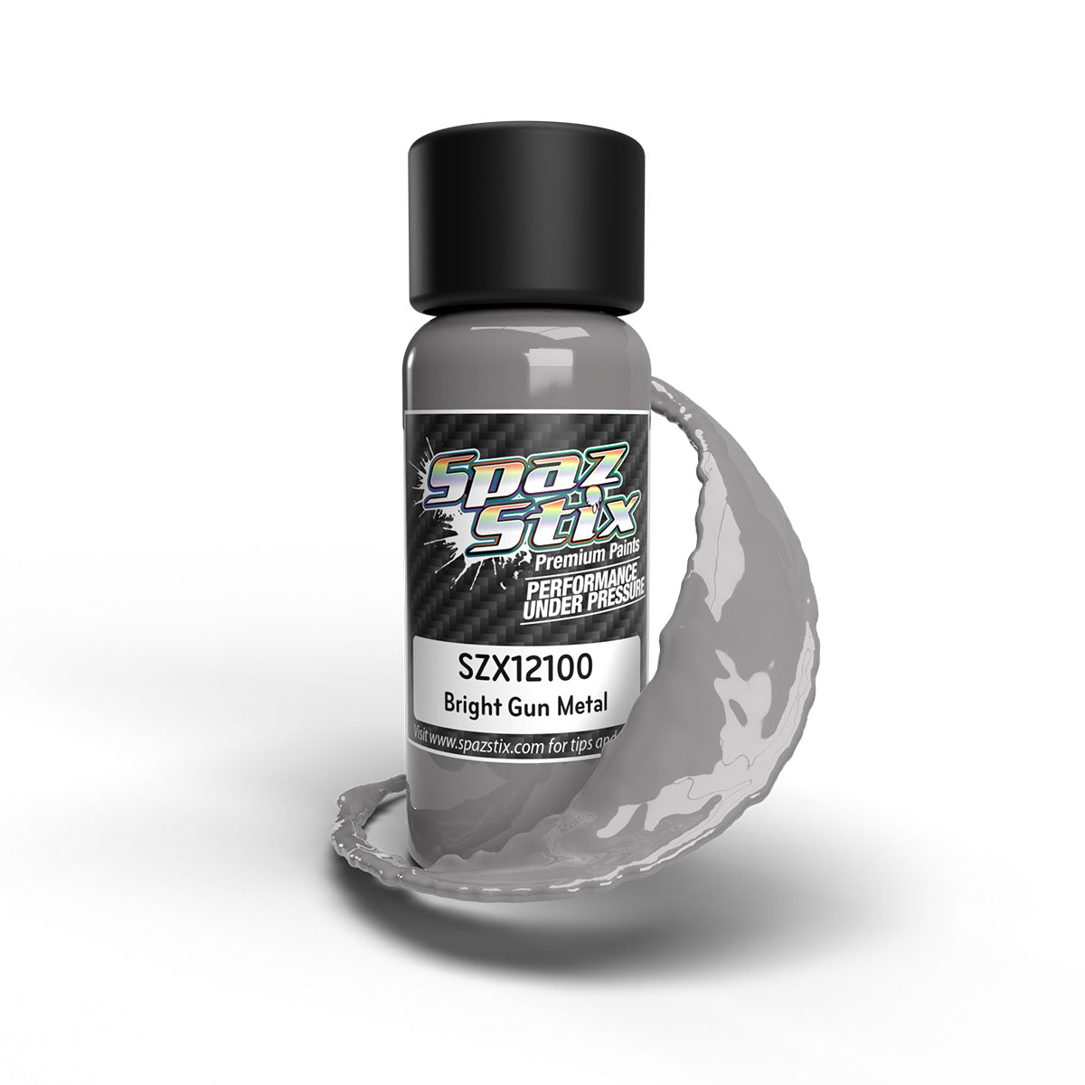 Spaz Stix Bright Gun Metal Airbrush Ready Paint 2oz Bottle SZX12100