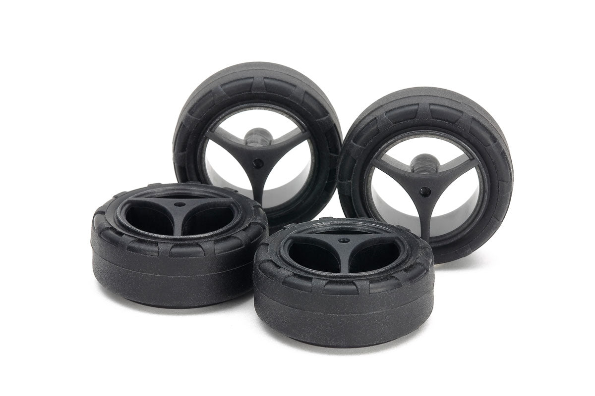 Tamiya Mini 4WD Super Hard Narrow Tires 24mm Carbon Wheels Set