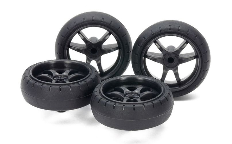 Tamiya Large Diameter Low Friction Arched Tires (31mm) & Carbon 15546
