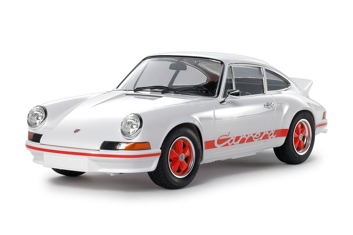 Tamiya 1/24 Porsche 911 Carrera RS 2.7 (White) CLIC LOC Plastic Model Kit – Cement-Free, Pre-Colored Parts