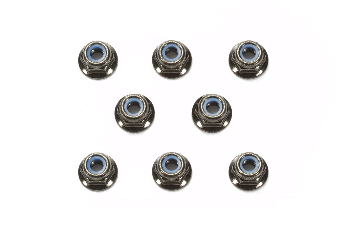 Tamiya RC 4mm Flange Lock Nut Black 8-Pack