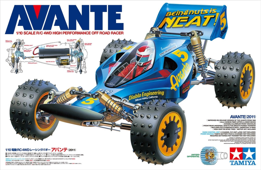 Tamiya Avante 2011 Hi-Po Race 4WD Off-Road Buggy RC Kit - 1/10 Scale Carbon Chassis Legend
