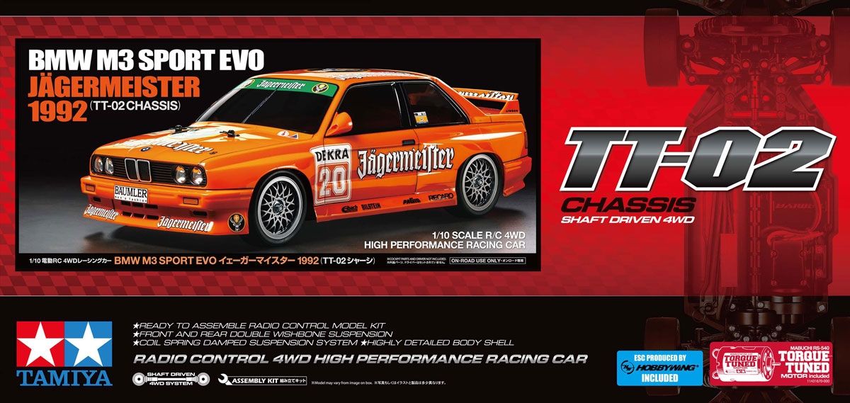 TAMIYA XB  M3 E30 Jägermeister Tamiya BMW M3 Sport Evo Jägermeister 1992 DTM RC Kit - 1/10 Scale TT-0