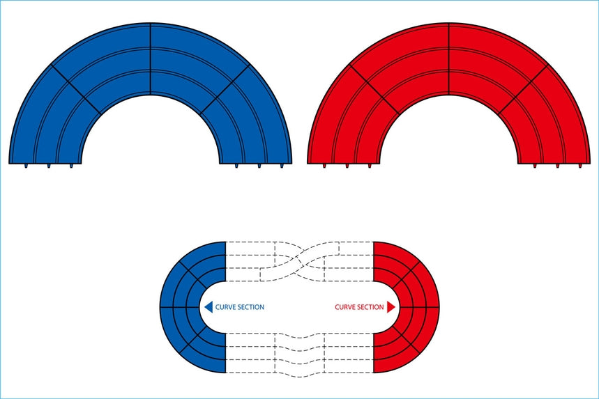 Tamiya Japan Cup Junior Circuit Curve Section Set Blue/Red 4 Pieces