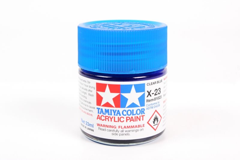 Tamiya Acrylic X-23 Clear Blue, 23ml Bottle 81023