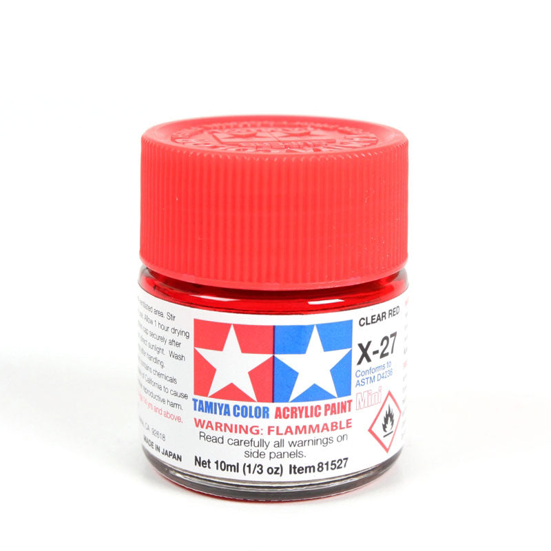 Tamiya X-27 Clear Red Gloss Acrylic Model Paint 10ml