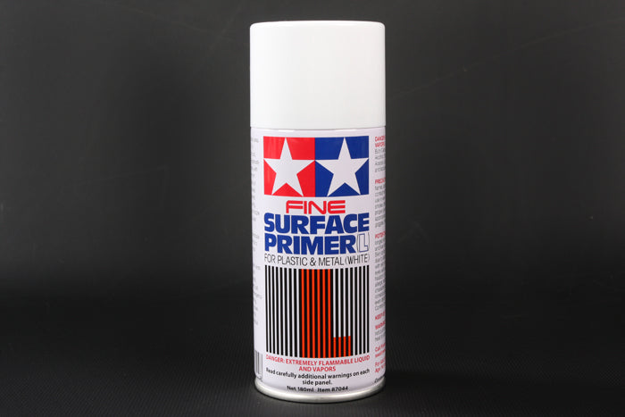 Tamiya Surface Primer L White 180ml Spray - Fine Surface Primer for Plastic & Metal