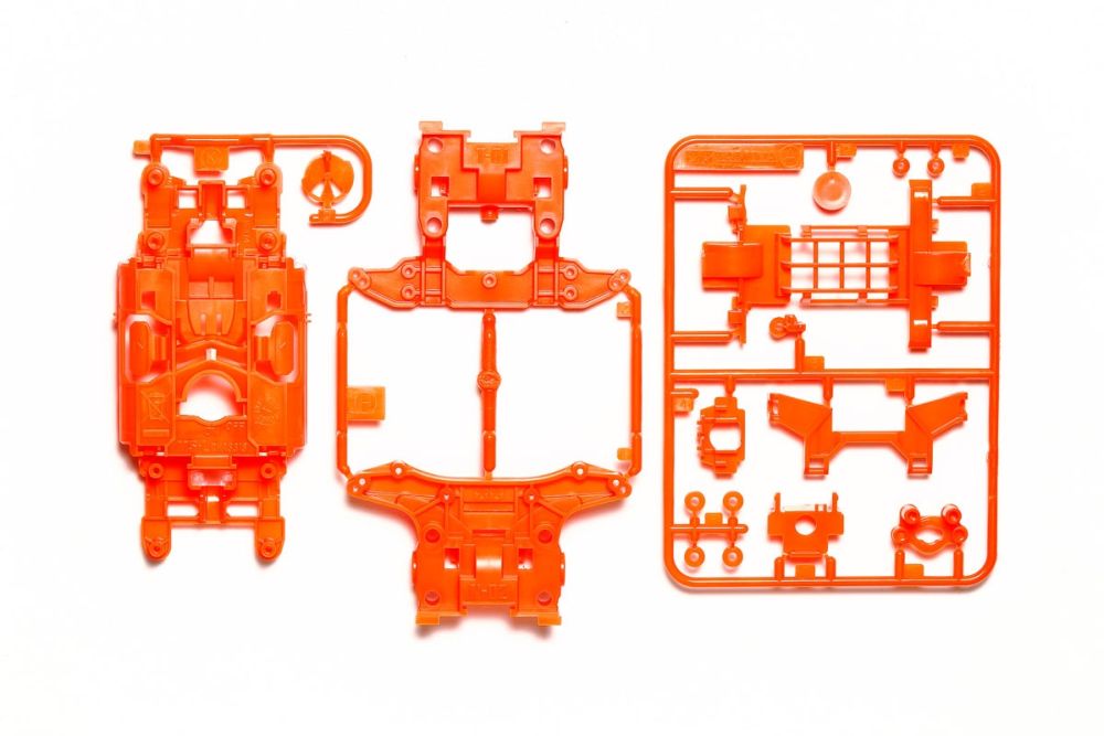 Tamiya JR MS Chassis Set, Fluorescent Orange, Mini 4WD Station 95682