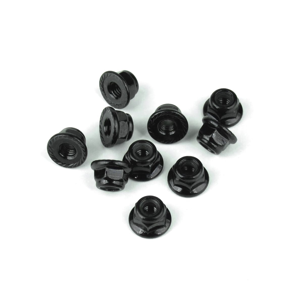 Tekno RC M4 Flanged Serrated Locknuts, Black, 10pcs