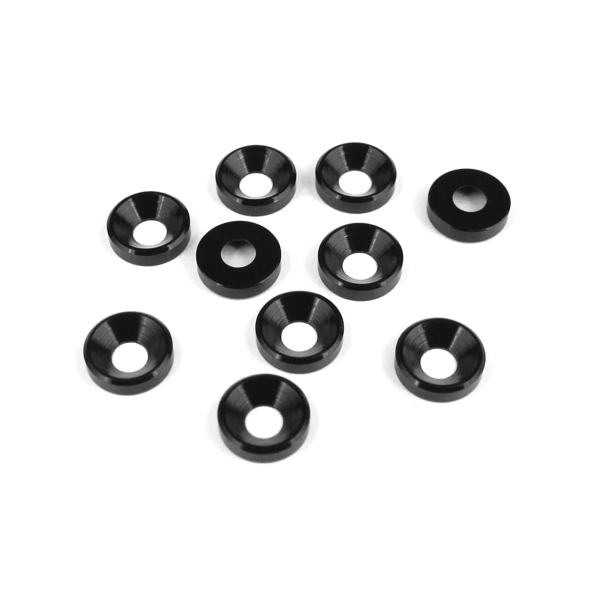 Tekno RC M4 Countersunk Washers, Black Anodized, 10pcs