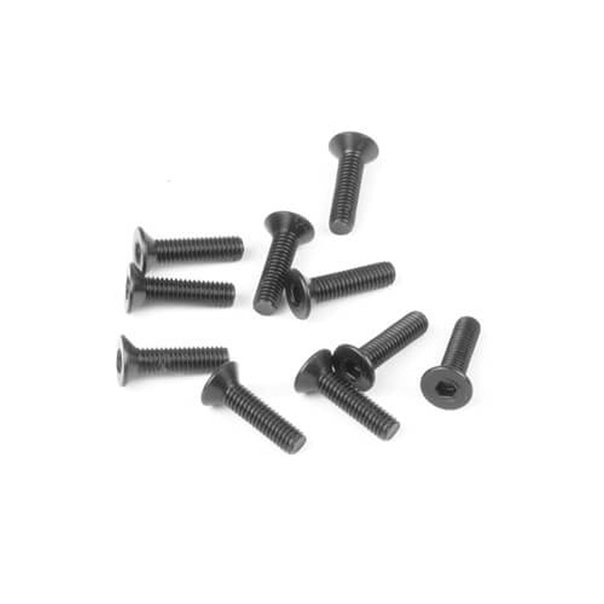Tekno RC M3x12mm Flat Head Screws (Black, 10pcs)