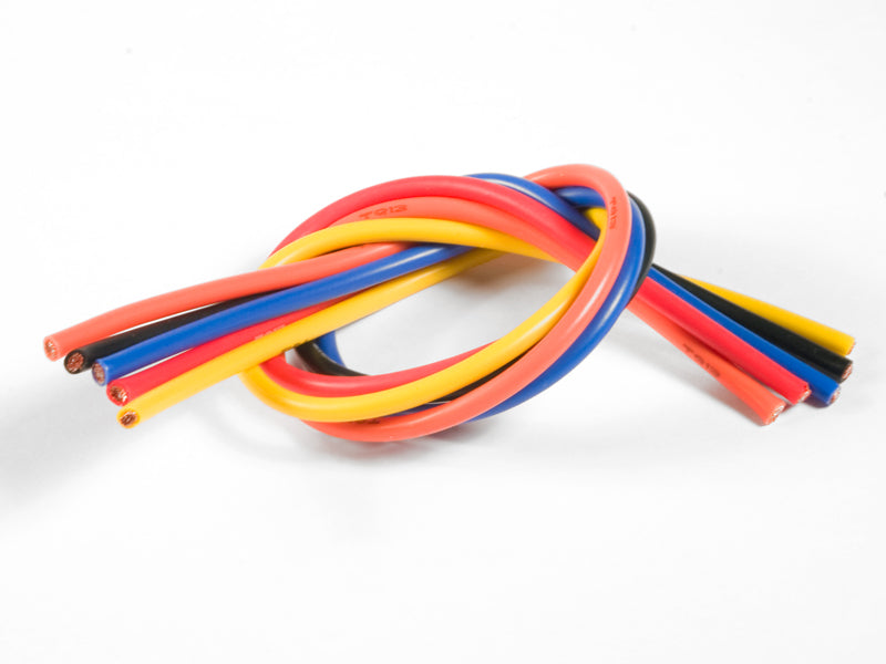 TQ Wire 13 Gauge Super Flexible Wire – 1ft Each Black, Red, Blue, Yellow & Orange (5 Colors)